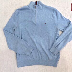 Men's Tommy Hilfiger Powder Blue Quarter Zip Sweater Size Large